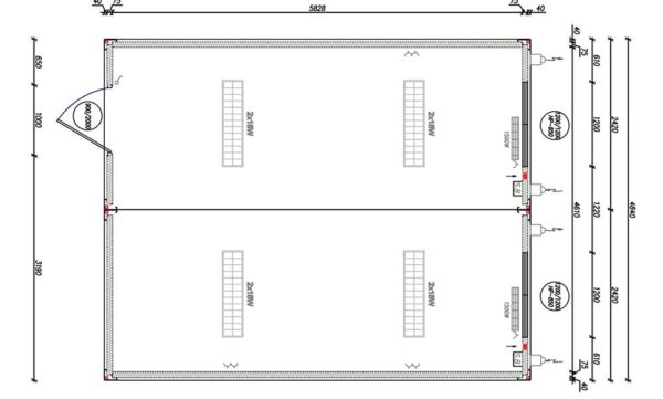 Grundriss-Skizze des Doppel-Bürocontainers DB2.1 (29,4M²) der Firma Conliving.