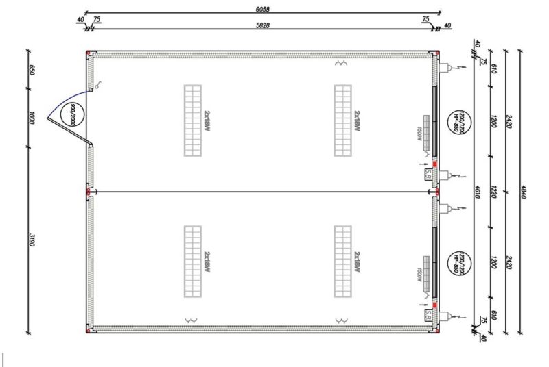 Grundriss-Skizze des Doppel-Bürocontainers DB2.1 (29,4M²) der Firma Conliving.