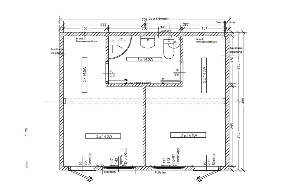 Skizze für Wohncontaineranlage in Rheinmünster