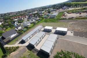 Drohnenaufnahme der Wohncontaineranlage von Conliving in Wickede.